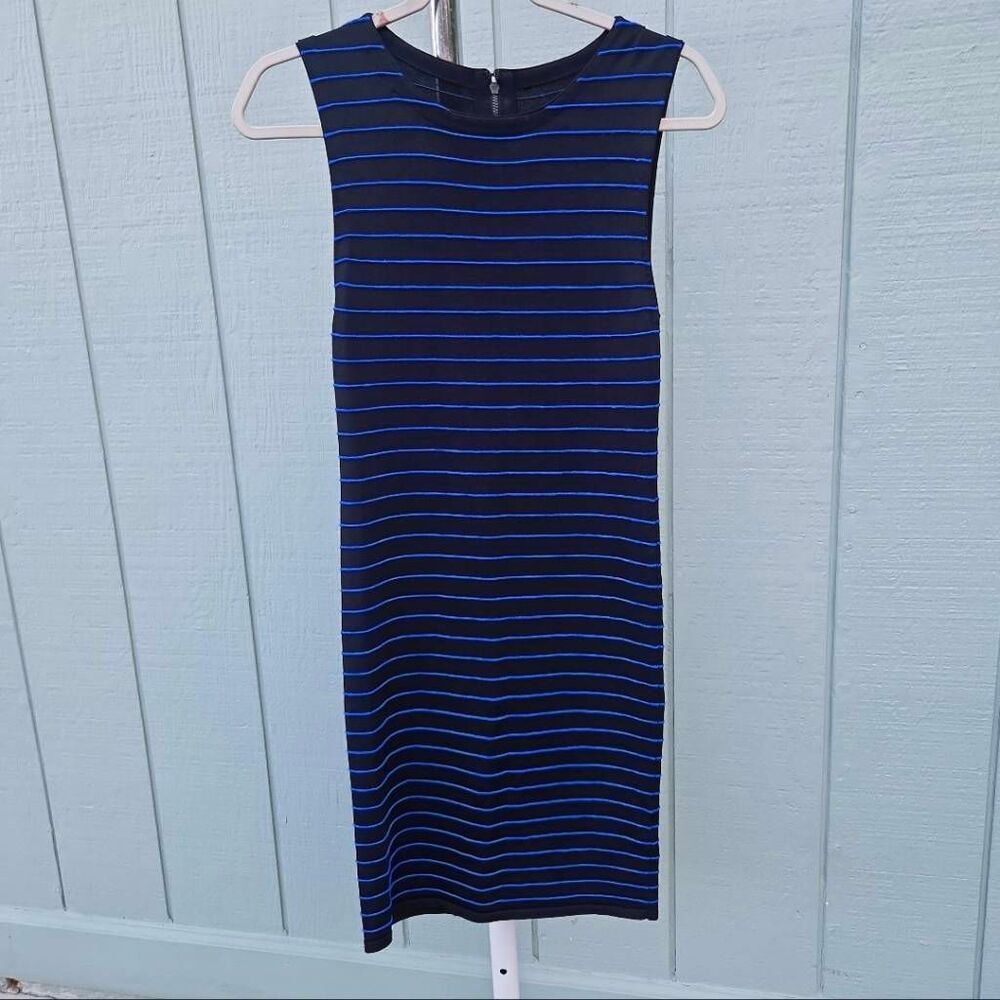 Alice + Olivia Blue Striped Sleeveless Versitile Mini Dress. Small